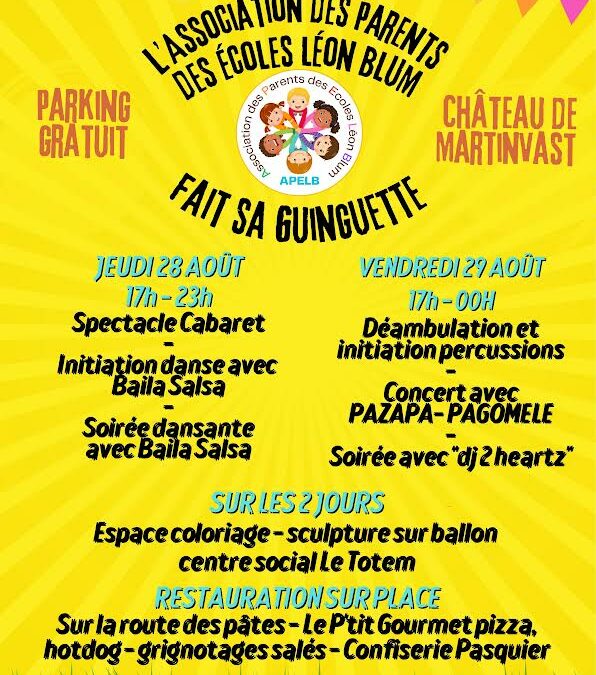 La guinguette de l’Association des Parents des Écoles Léon Blum / Jeudi 28 et vendredi 29 août
